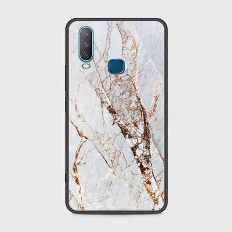 Vivo Y15 Cover - White Marble Series - HQ Ultra Shine Premium Infinity Glass Soft Silicon Borders Case