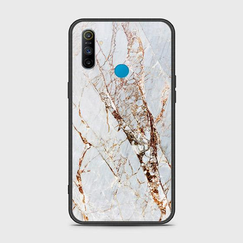 Realme C3 Cover - White Marble Series - HQ Ultra Shine Premium Infinity Glass Soft Silicon Borders Case