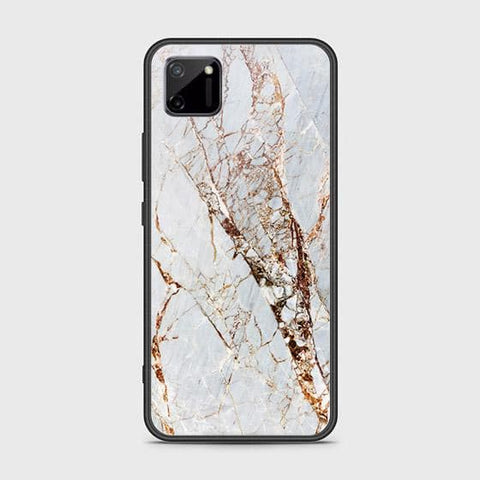 Realme C11 Cover - White Marble Series - HQ Ultra Shine Premium Infinity Glass Soft Silicon Borders Case