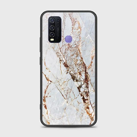 Vivo Y30 Cover - White Marble Series - HQ Ultra Shine Premium Infinity Glass Soft Silicon Borders Case