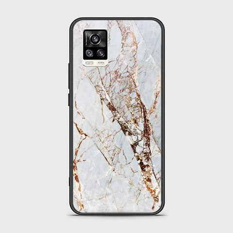 Vivo V20 Cover - White Marble Series - HQ Ultra Shine Premium Infinity Glass Soft Silicon Borders Case