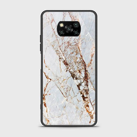 Xiaomi Poco X3 Cover - White Marble Series - HQ Ultra Shine Premium Infinity Glass Soft Silicon Borders Case