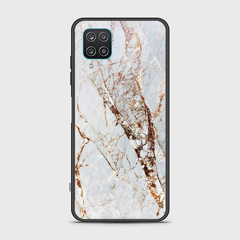 Samsung Galaxy A12 Nacho Cover - White Marble Series - HQ Ultra Shine Premium Infinity Glass Soft Silicon Borders Case