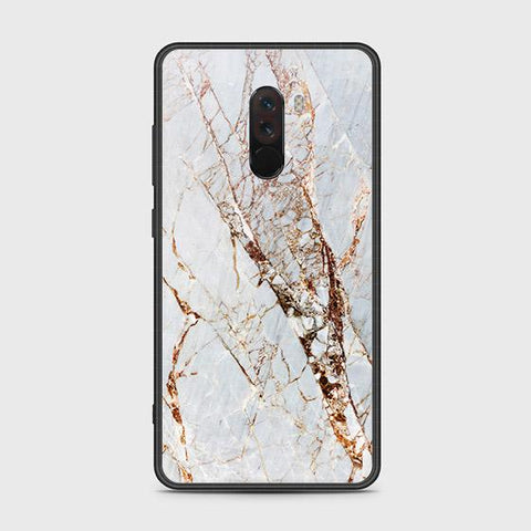 Xiaomi Pocophone F1 Cover - White Marble Series - HQ Ultra Shine Premium Infinity Glass Soft Silicon Borders Case