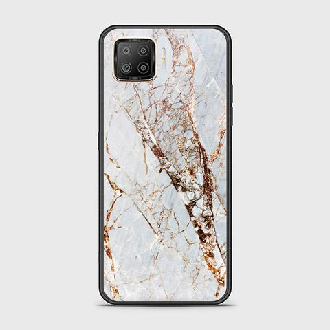 Oppo F17 Cover - White Marble Series - HQ Ultra Shine Premium Infinity Glass Soft Silicon Borders Case