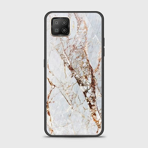 Oppo F17 Pro Cover - White Marble Series - HQ Ultra Shine Premium Infinity Glass Soft Silicon Borders Case