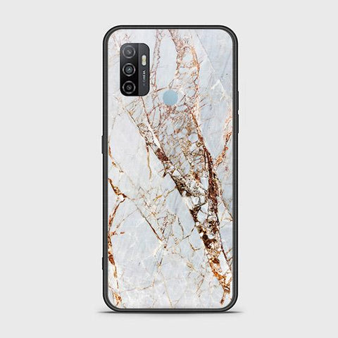 Oppo A53 Cover - White Marble Series - HQ Ultra Shine Premium Infinity Glass Soft Silicon Borders Case