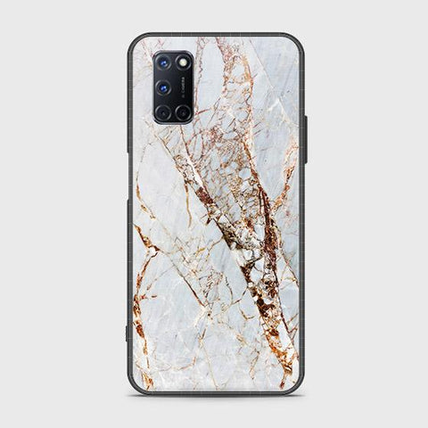 Oppo A92 Cover - White Marble Series - HQ Ultra Shine Premium Infinity Glass Soft Silicon Borders Case