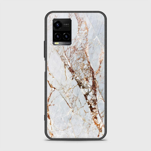 Vivo Y33T Cover - White Marble Series - HQ Ultra Shine Premium Infinity Glass Soft Silicon Borders Case