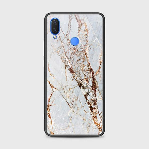 Honor 8C Cover - White Marble Series - HQ Ultra Shine Premium Infinity Glass Soft Silicon Borders Case