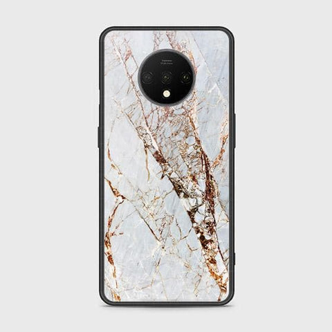 OnePlus 7T Cover - White Marble Series - HQ Ultra Shine Premium Infinity Glass Soft Silicon Borders Case