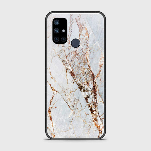 OnePlus Nord N10 5G Cover- White Marble Series - HQ Ultra Shine Premium Infinity Glass Soft Silicon Borders Case