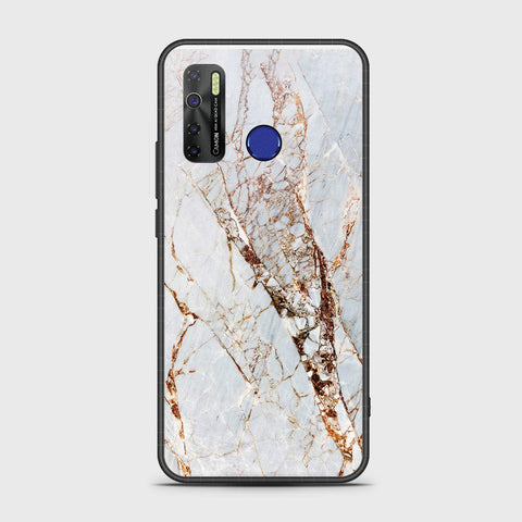 Infinix Hot 9 Pro Cover- White Marble Series - HQ Ultra Shine Premium Infinity Glass Soft Silicon Borders Case