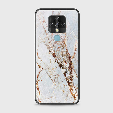 Tecno Camon 16 Cover - White Marble Series - HQ Ultra Shine Premium Infinity Glass Soft Silicon Borders Case