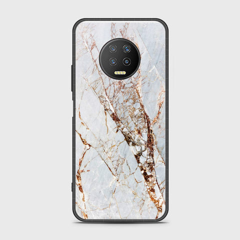 Infinix Note 7 Cover- White Marble Series - HQ Ultra Shine Premium Infinity Glass Soft Silicon Borders Case