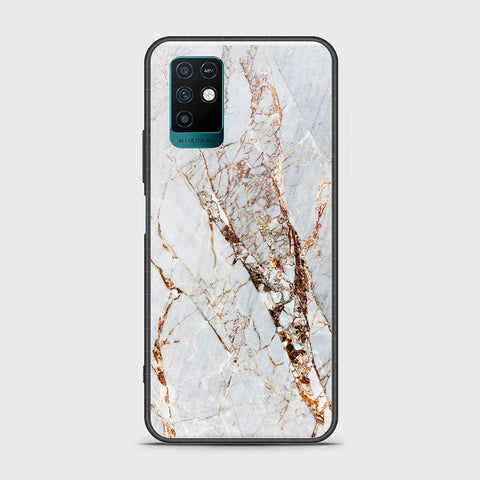 Infinix Note 10 Cover- White Marble Series - HQ Ultra Shine Premium Infinity Glass Soft Silicon Borders Case