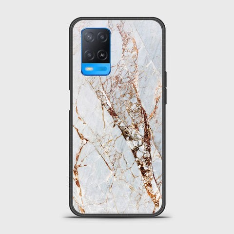 Oppo A54 4G Cover- White Marble Series - HQ Ultra Shine Premium Infinity Glass Soft Silicon Borders Case