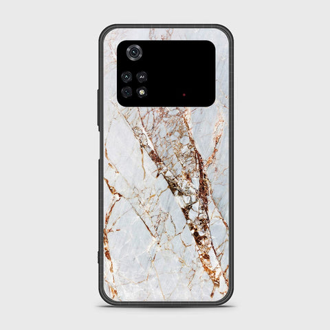 Xiaomi Poco M4 Pro 4G Cover- White Marble Series - HQ Ultra Shine Premium Infinity Glass Soft Silicon Borders Case