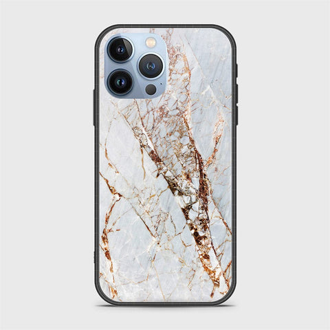 iPhone 14 Pro Cover- White Marble Series - HQ Ultra Shine Premium Infinity Glass Soft Silicon Borders Case