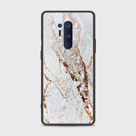 OnePlus 8 Pro Cover - White Marble Series - HQ Ultra Shine Premium Infinity Glass Soft Silicon Borders Case