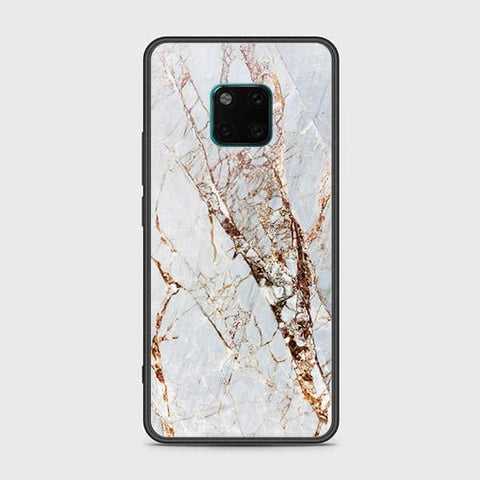 Huawei Mate 20 Pro Cover - White Marble Series - HQ Ultra Shine Premium Infinity Glass Soft Silicon Borders Case