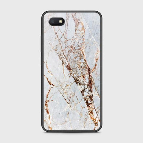 Y5 2018 Cover - White Marble Series - HQ Ultra Shine Premium Infinity Glass Soft Silicon Borders Case