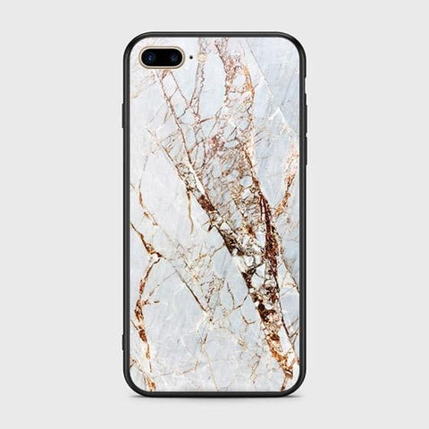 iPhone 7 Plus Cover - White Marble Series - HQ Ultra Shine Premium Infinity Glass Soft Silicon Borders Case