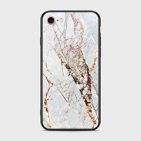 iPhone 8 / 7 Cover - White Marble Series - HQ Ultra Shine Premium Infinity Glass Soft Silicon Borders Case