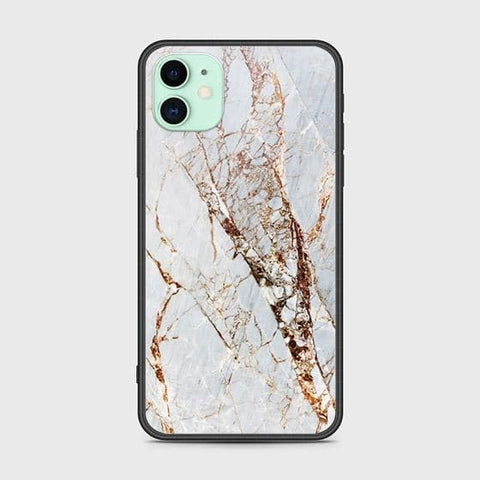 iPhone 11 Cover - White Marble Series - HQ Ultra Shine Premium Infinity Glass Soft Silicon Borders Case