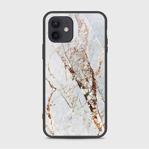 iPhone 12 Cover - White Marble Series - HQ Ultra Shine Premium Infinity Glass Soft Silicon Borders Case