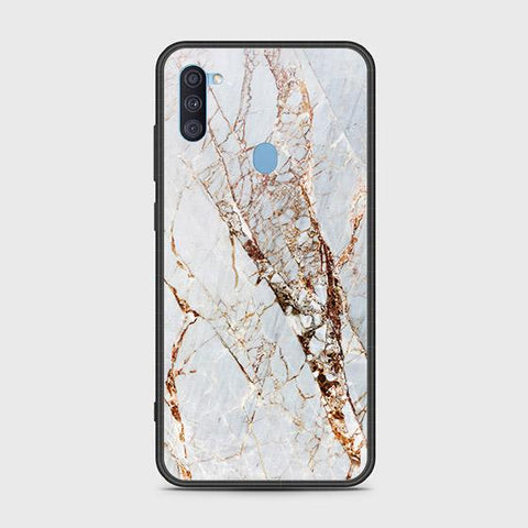 Samsung Galaxy A11 Cover - White Marble Series - HQ Ultra Shine Premium Infinity Glass Soft Silicon Borders Case