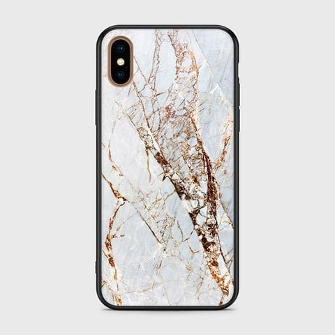 iPhone X Cover - White Marble Series - HQ Ultra Shine Premium Infinity Glass Soft Silicon Borders Case