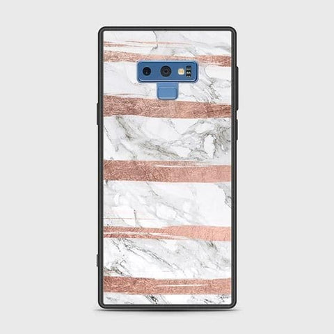 Samsung Galaxy Note 9 Cover - White Marble Series - HQ Ultra Shine Premium Infinity Glass Soft Silicon Borders Case