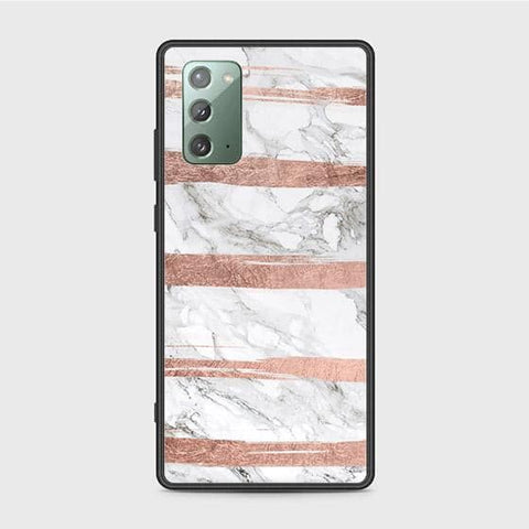 Samsung Galaxy Note 20 Cover - White Marble Series - HQ Ultra Shine Premium Infinity Glass Soft Silicon Borders Case