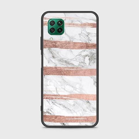 Huawei Nova 7i Cover - White Marble Series - HQ Ultra Shine Premium Infinity Glass Soft Silicon Borders Case