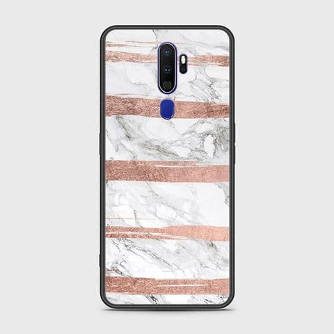 Oppo A9 2020 Cover - White Marble Series - HQ Ultra Shine Premium Infinity Glass Soft Silicon Borders Case