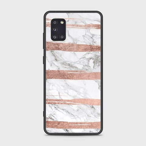 Samsung Galaxy A31 Cover - White Marble Series - HQ Ultra Shine Premium Infinity Glass Soft Silicon Borders Case