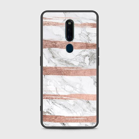 Oppo F11 Pro Cover - White Marble Series - HQ Ultra Shine Premium Infinity Glass Soft Silicon Borders Case