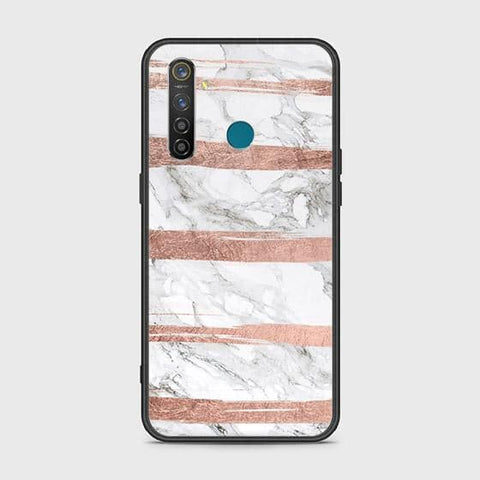 Realme 5 Pro Cover - White Marble Series - HQ Ultra Shine Premium Infinity Glass Soft Silicon Borders Case