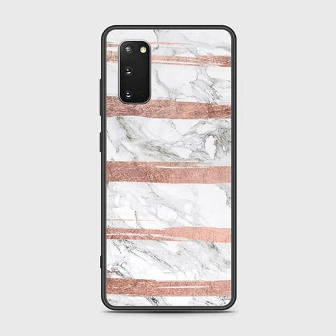 Samsung Galaxy S20 Plus Cover - White Marble Series - HQ Ultra Shine Premium Infinity Glass Soft Silicon Borders Case