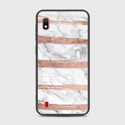 Samsung Galaxy A10 Cover - White Marble Series - HQ Ultra Shine Premium Infinity Glass Soft Silicon Borders Case