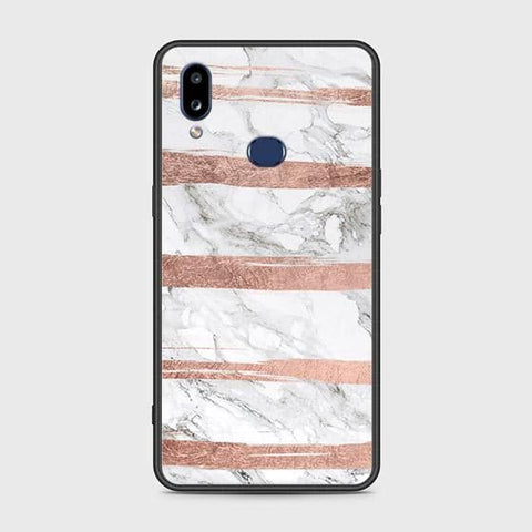 Samsung Galaxy A10s Cover - White Marble Series - HQ Ultra Shine Premium Infinity Glass Soft Silicon Borders Case