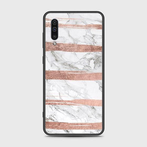 Samsung Galaxy A50 Cover - White Marble Series - HQ Ultra Shine Premium Infinity Glass Soft Silicon Borders Case