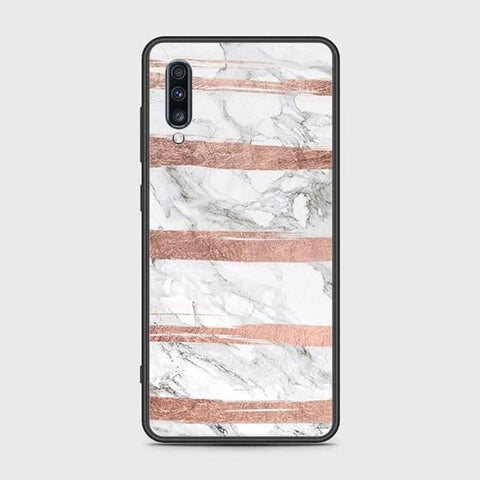 Samsung Galaxy A70 Cover - White Marble Series - HQ Ultra Shine Premium Infinity Glass Soft Silicon Borders Case