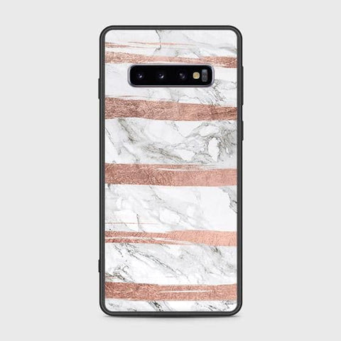 Samsung Galaxy S10 Cover - White Marble Series - HQ Ultra Shine Premium Infinity Glass Soft Silicon Borders Case