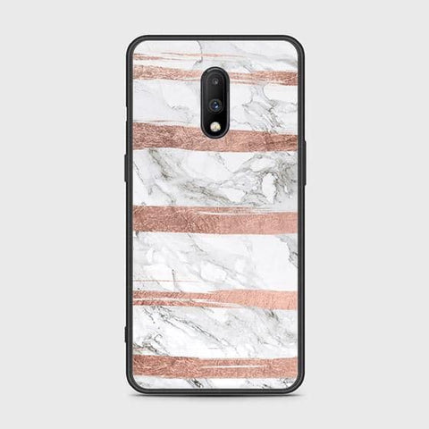 OnePlus 7 Cover - White Marble Series - HQ Ultra Shine Premium Infinity Glass Soft Silicon Borders Case