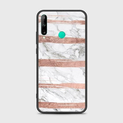 Huawei P40 lite E Cover - White Marble Series - HQ Ultra Shine Premium Infinity Glass Soft Silicon Borders Case