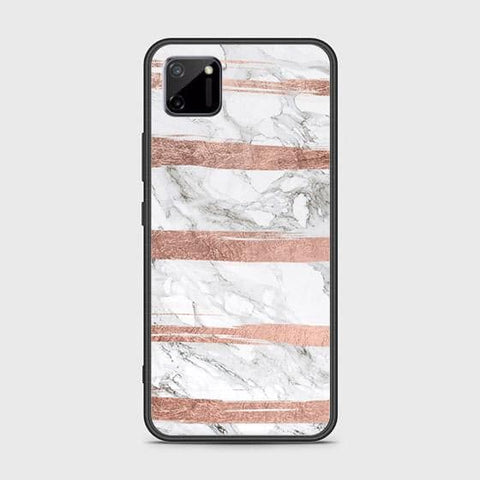 Realme C11 Cover - White Marble Series - HQ Ultra Shine Premium Infinity Glass Soft Silicon Borders Case