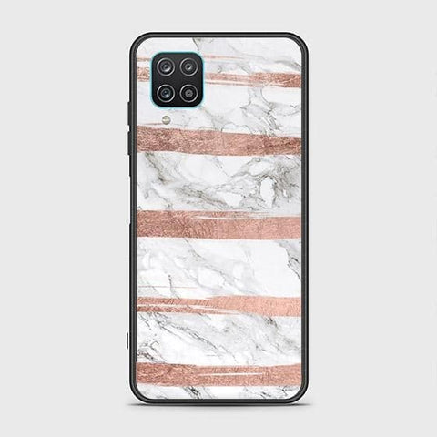 Samsung Galaxy A12 Nacho Cover - White Marble Series - HQ Ultra Shine Premium Infinity Glass Soft Silicon Borders Case