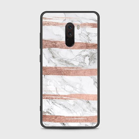 Xiaomi Pocophone F1 Cover - White Marble Series - HQ Ultra Shine Premium Infinity Glass Soft Silicon Borders Case